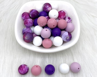 12/15mm Round Silicone Beads, Bulk Silicone Beads, Assorted Silicone Beads, Print Silicone Beads, Silicone Bead, Jewelry Making
