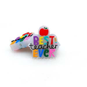 Best Teacher Apple Silicone Beads,Glitter Silicone Beads,DIY Keychain