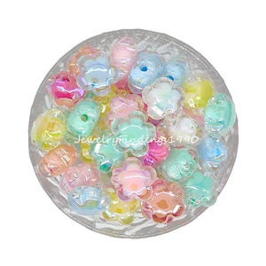 Transparent Flower Acrylic Beads,Chunky Flower Iridescent Beads,Flower Focal Beads For Pen