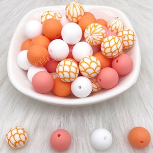 Soft Round Silicone Bead, Bulk Print Beads Mix, Assorted Beads, 20/50/100Pcs Silicone Beads, 12/15mm Silicone Beads, DIY Keychain