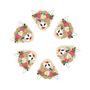 Highland Cow Silicone Charms Focal Beads, Silicone Loose Beads, DIY Jewelry Accessories, Animal Cow Beads for Beaded Pen