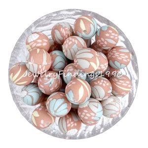 Flower Print Silicone Beads, 12/15mm Silicone Beads, Round Ball Silicone Beads, Jewelry Making Crafts, DIY Beaded Jewelry, #71