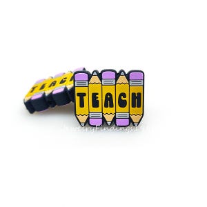 Teach Focal Beads,Pencil Silicone Beads,Loose Beads,DIY Keychain,Pen Beads