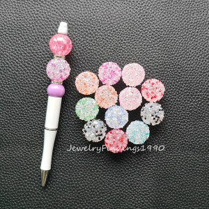 20mm Bling Sugar Beads,Chunky Rhinestone Bubblegum Beads,Fancy Focal Beads For Pen,Assorted Color