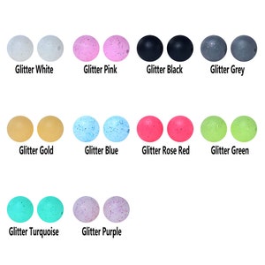 Round Glitter Silicone Beads, 15mm Soft Silicone Loose Beads, Bulk Silicone Beads, DIY Necklace Jewelry Making, Silicone Pearl