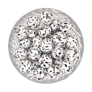 Round Silicone Beads, Note Print Loose Silicone Beads, DIY Jewelry Keychains, Pearl Bead, 12/15mm Silicone Beads, Jewelry Making, #42