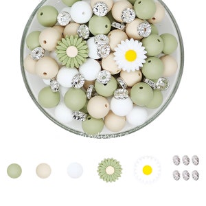 Silicone Beads Bulk,Assorted Beads,15mm Silicone Beads Mix,Daisy Focal Beads For Pen
