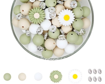 Silicone Beads Bulk,Assorted Beads,15mm Silicone Beads Mix,Daisy Focal Beads For Pen