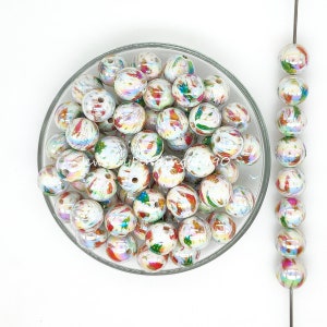 16mm Christmas Print Beads,UV Bubblegum Acrylic Beads ,Loose Round Beads,Gumball Beads,Crafting Supplies