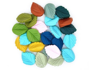 Wholesale Beads, Leaf Shape Beads, Mini Leaf Silicone Beads, Craft Charm Beads, 20*24mm Silicone Beads, DIY Lanyard Badge Jewelry Making