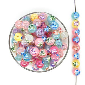 16mm Medical Print Bubblegum Acrylic Beads,Nurse Beads,UV Iridescent Beads,Gumball Beads