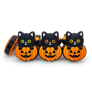 Cat On Pumpkin Focal Beads,Halloween Silicone Beads,DIY Charm Beads,Pen Beads