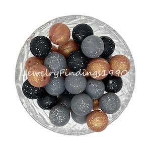 Glitter Beads, Round Glitter Silicone Beads, 15mm Silicone Beads, Round Beads