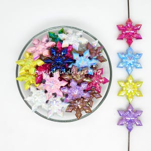 Chunky Snowflake Acrylic Beads,Christmas Snowflake Focal Beads,Iridescent Beads,Chunky Beads,For Jewelry Making