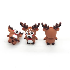 3D Deer Silicone Beads,Focal Beads For Pen,Elk Beads,DIY Keychain Beads