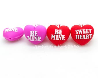 Silikonowe koraliki 3D Heart Be Mine, koraliki w kształcie serca, brelok DIY, koraliki do długopisu