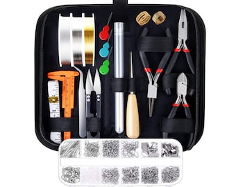 Premium Jewelry Tools Leather Case, Jewelry Connectors Supplies Kit,Jewelry Making Kit,Pliers Starter Tool, Jewelry Repair Tool, DIY Earring