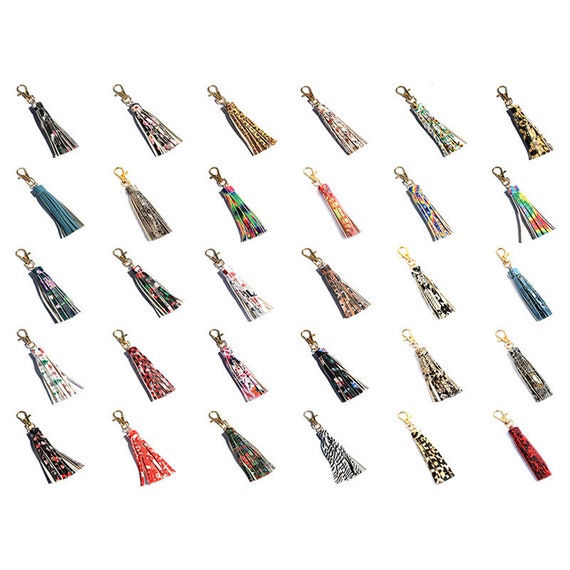 Keychain Tassels Bulk Various Print Leather Tassel Snake Etsy
