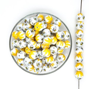 16mm Yellow Bee Acrylic Gumball Beads,Loose Resin Beads,Bubblegum Beads,Jewelry Beads