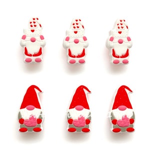 Valentines Day Gnome Silicone Beads, Elf Beads, Gnomes Gonk Beads, Focal Beads, Wholesale Beads,DIY Lanyard Beads