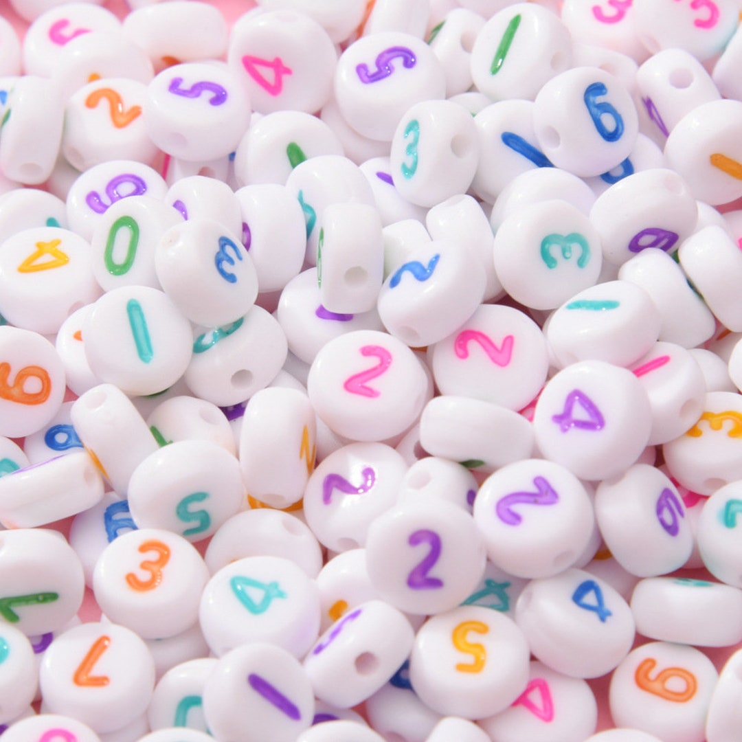 Acrylic Number Beads, 7*4mm Beads, Round Coin Beads, Necklace Bracelet ...