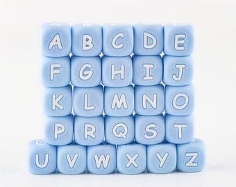 Mint Green 10mm Silicone Letter Beads Small Silicone Alphabet 