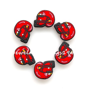 American Football Helmet Silicone Beads for Jewelry Making,Sport Focal Beads, Wholesale Beads, DIY Necklace Bracelets Making