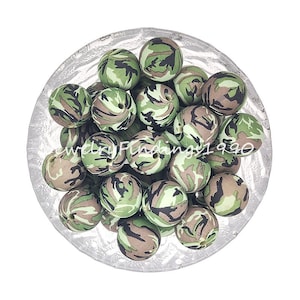 Collier Camouflage En Grosses Perles Acryliques Multicolores - Style Corde/strand - Neuf Avec étiquettes