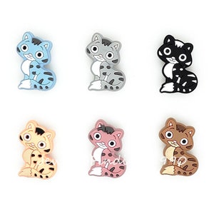 Animal Silicone Beads, Cute Cat Shape Silicone Beads, Wholesale Beads, DIY Lanyards Keychain Making, Charm Silicone Beads Bulk