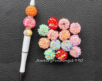 Sparkle Daisy Flower Fancy Beads,Mixed Bling Rhinestone Flower Ball Beads,Chunky Beads