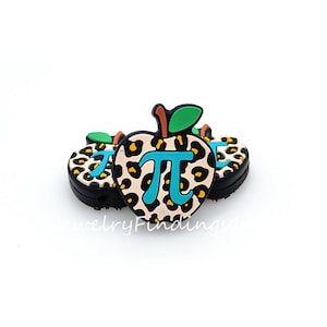 Leopard Apple Focal Beads, Teacher Apple Silicone Beads, Silicone Focal Beads