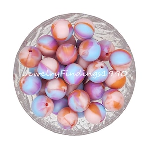 Silicone Round Beads, Tie-dye Print Silicone Beads, Wholesale Silicone Beads, DIY Charms Jewelry Accessories, 12/15mm Silicone Bead, #95