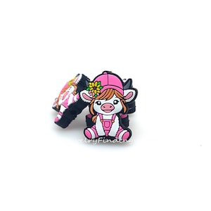 Pink Highland Cow Girl Silicone Focal Beads,Heifer Beads,Bulk Cow Beads,Silicone Beads