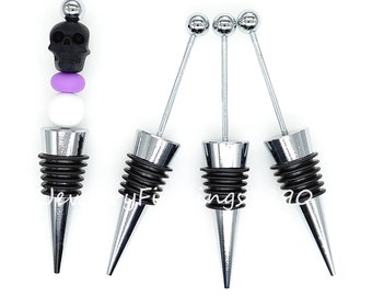 Black Beadable Bottle Stoppers Blank, Beadable Accessories-Beadable Add-A-Bead Wine Stopper