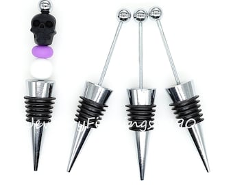 Black Beadable Bottle Stoppers Blank, Beadable Accessories-Beadable Add-A-Bead Wine Stopper