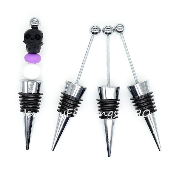 Black Beadable Bottle Stoppers Blank, Beadable Accessories-Beadable Add-A-Bead Wine Stopper