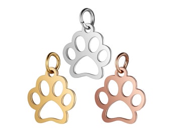 Highly Polished Stainless Steel Animal Paw Pendant Charms, Dog Paw Necklaces, Jewelry Findings, Charm Pendants, Jewelry Supply