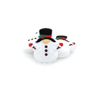 Snowman Gnome Focal Silicone Beads, Christmas Focal Beads