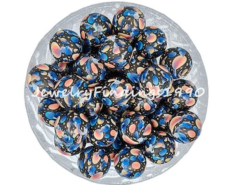 15mm Print Silicone Beads Round Loose Beads For Jewelry Making,DIY Keychain Bracelets, Round Ball, Wholesale Beads