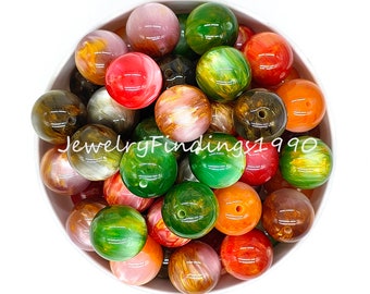 20mm Pearlescent Bubblegum Beads, Smooth Round Acrylic Beads, Gumball Beads, Chunky Beads