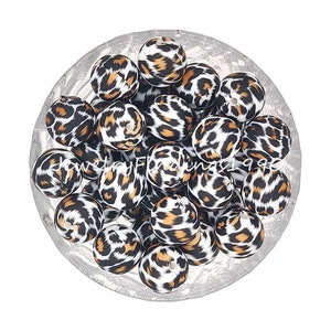 Tiger Leopard Print Beads, Silicone Pearl Beads, Silicone Round Beads, 12/15mm Silicone Leopard Beads, Silicone Beads, Craft Supplies, #107