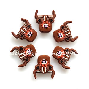 Highland Cow Head Beads, Mini Silicone Beads, Jewelry Making Beads, Focal Silicone Beads