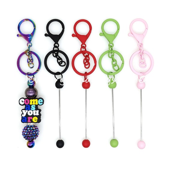 5pcs/100pcs Beadable Blanks Keychain Bar, Metal Key Chain Clasp-add Your  Beads 