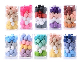 20 - 100Pcs 14/17mm Hexagon Silicone Bead, Bulk Silicone Hexagon Beads, Geometric Silicone Beads, Hexagon Mixed Color Silicone Beads