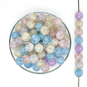 16mm Crack Glitter Acrylic Beads ,Bubblegum Beads,UV Iridescent Beads,Chunky Beads,Loose Jewelry Beads,Resin Beads