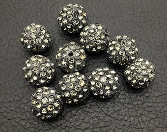 20/50/100pcs /Lot Transparent Grey Micro Pave Disco  Beads Spacer, Diamond bead,Crystal Rhinestone Beads