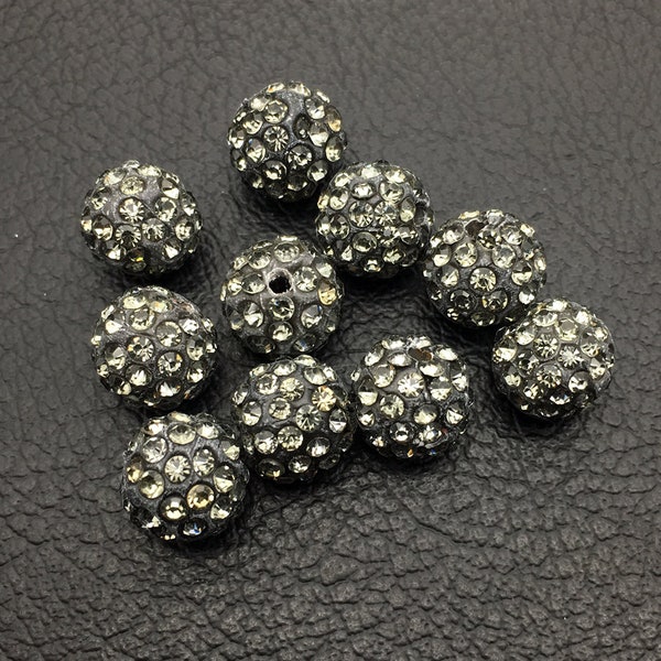 20/50/100 pcs/Lot entretoise de perles disco micro pavé gris transparent, perle en diamant, perles de strass en cristal