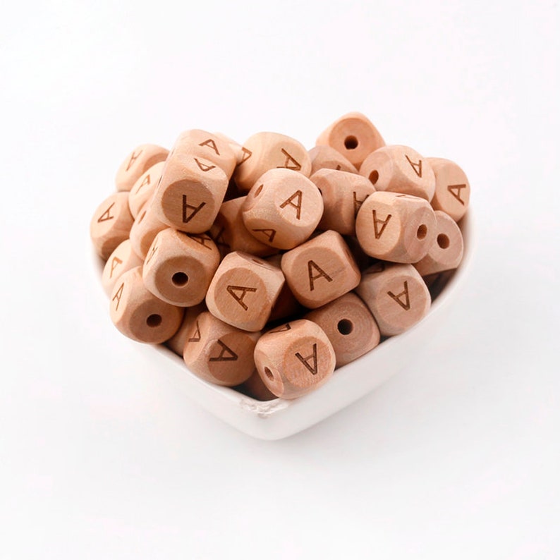 Wood Beech Alphabet Letter Beads wooden alphabet beads cube Etsy