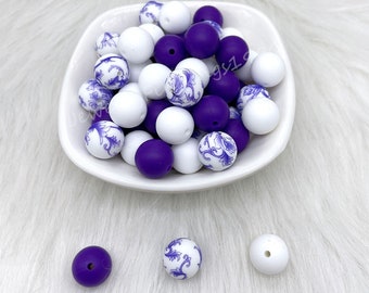 Round Silicone Beads, Focal Silicone Beads, 12/15mm Silicone Beads, Craft Supplies, DIY Charm Gifts, Print Silicone Beads Mix