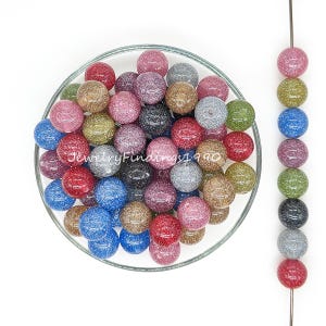 12mm/16mm Glitter Acrylic Beads,Resin Round Beads,Loose Beads,Jewelry Beads